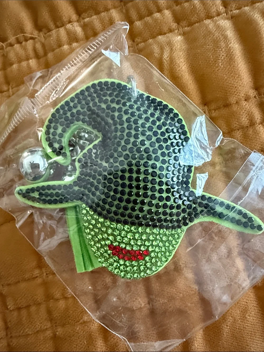 Green Rhinestone Witch Halloween Keychain Charm - NWT
